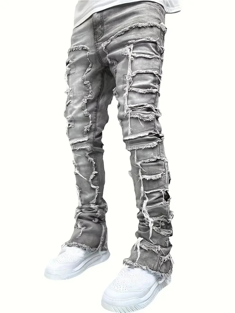 Y2K Hip-Hop Fringed Jeans - Trendy Streetwear Denim | TrendifyStore
