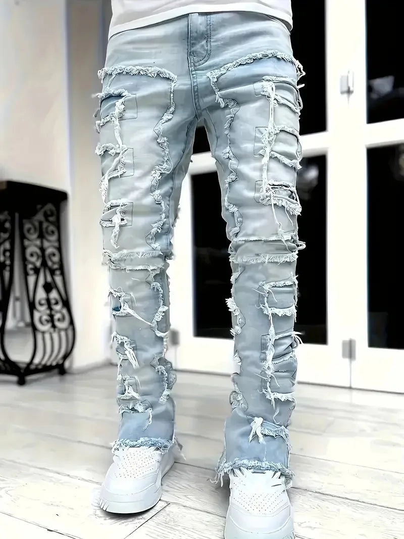 Y2K Hip-Hop Fringed Jeans - Trendy Streetwear Denim | TrendifyStore