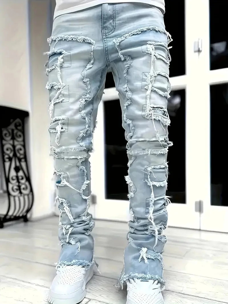 Y2K Hip-Hop Fringed Jeans - Trendy Streetwear Denim | TrendifyStore