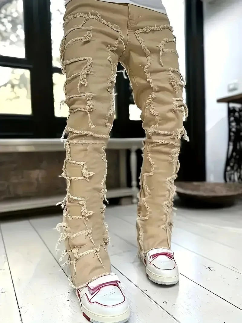 Y2K Hip-Hop Fringed Jeans - Trendy Streetwear Denim | TrendifyStore