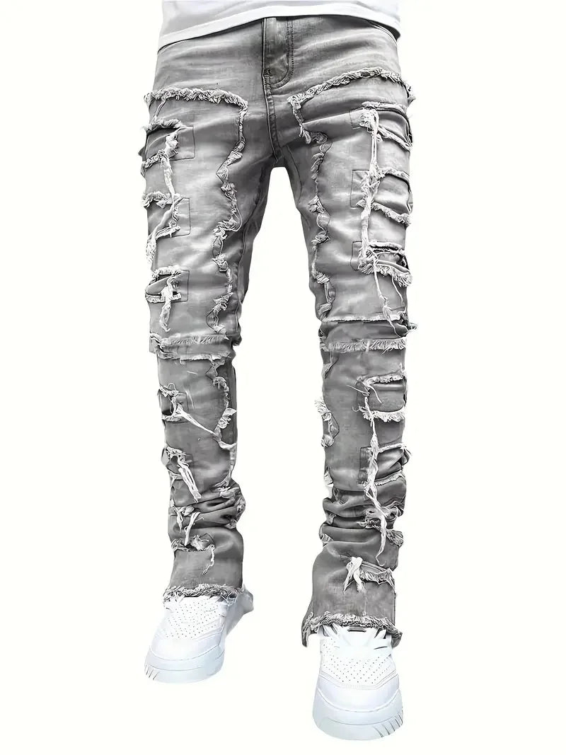 Y2K Hip-Hop Fringed Jeans - Trendy Streetwear Denim | TrendifyStore