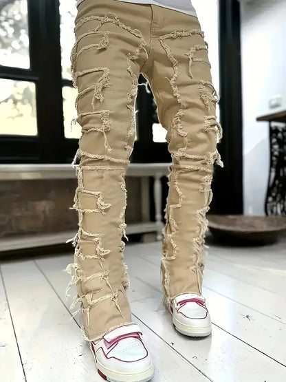 Y2K Hip-Hop Fringed Jeans - Trendy Streetwear Denim | TrendifyStore