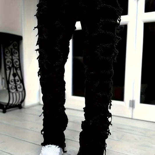 Y2K Hip-Hop Fringed Jeans - Trendy Streetwear Denim | TrendifyStore